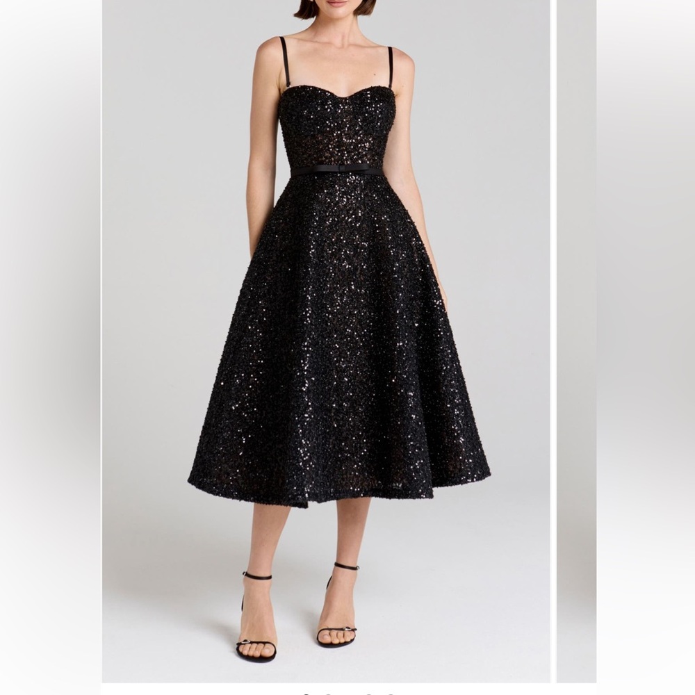 Nadine Merabi Marilyn Rhinestone Cocktail Dress Black Size 4